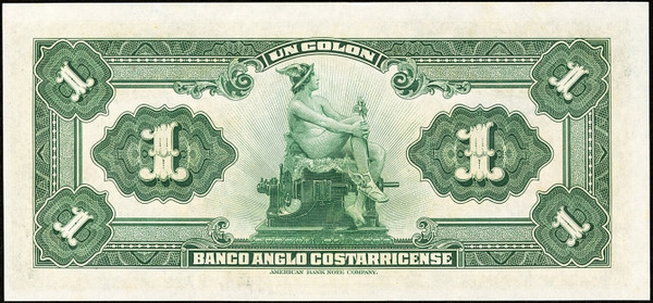 Costa Rica Banco Anglo Costarricense 1 Colón & 20 Colones Remainder Pair 1917 Law & ND, Pick S121r & S124r