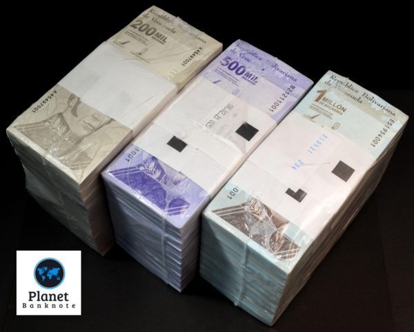 Venezuela Bolivares New Brick Set 3,000 PCS 1 Each 200,000, 500,000 & 1,000,000