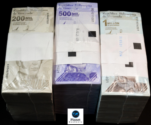 Venezuela Bolivares New Brick Set 3,000 PCS 1 Each 200,000, 500,000 & 1,000,000