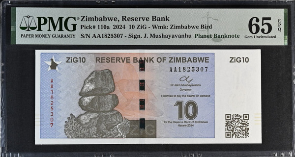 2024 Zimbabwe 10 ZiG P-110a PMG 67 EPQ Superb Gem Uncirculated