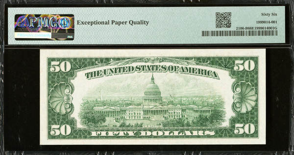 1934D United States $50 Federal Reserve Note PMG 66GU New York TOP POP Scarce