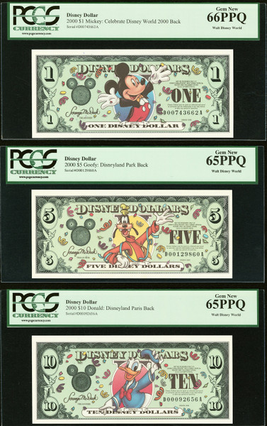 ✨超希少✨【美品】Disney Dollars 1993年版 , 5, 10 Disney Dollar