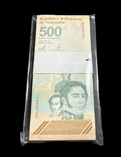 2023 Venezuela 500 Million Bolívares Digitales Banknote UNC Pack (100 Notes) P-New Hyperinflation