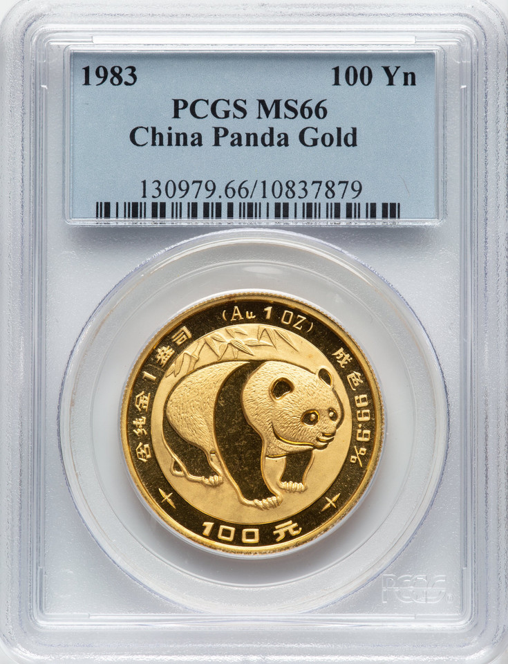 1983 China Gold 1 oz Panda 100 Yuan PCGS MS66 KM72 Early Issue Classic Design