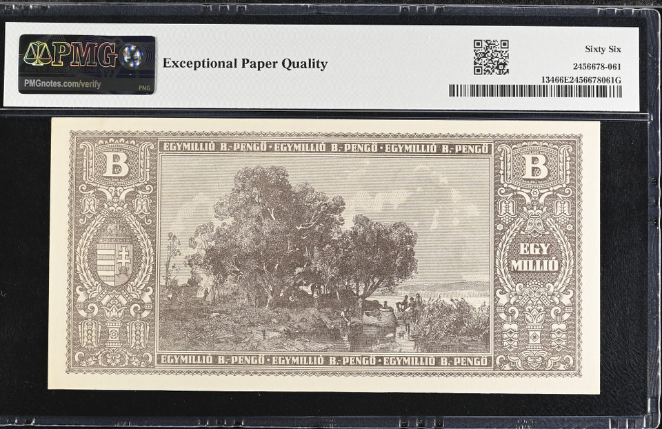 1946 Hungary 1000000 B-Pengo Banknote Pick 134 PMG 66 EPQ Hyperinflation Issue