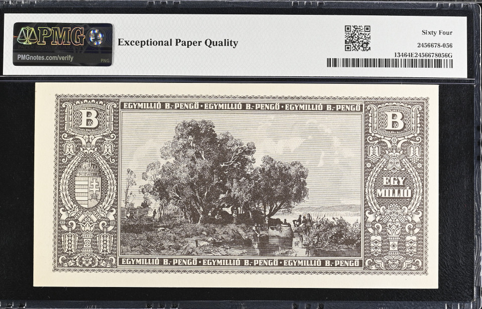 1946 Hungary 1000000 B-Pengo Banknote Pick 134 PMG 64 EPQ Hyperinflation Issue