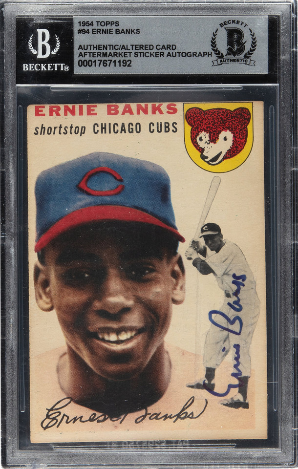 Signed 1954 Topps Ernie Banks Rookie #94 BGS Authentic/Altered BAS Auto 10 Cubs