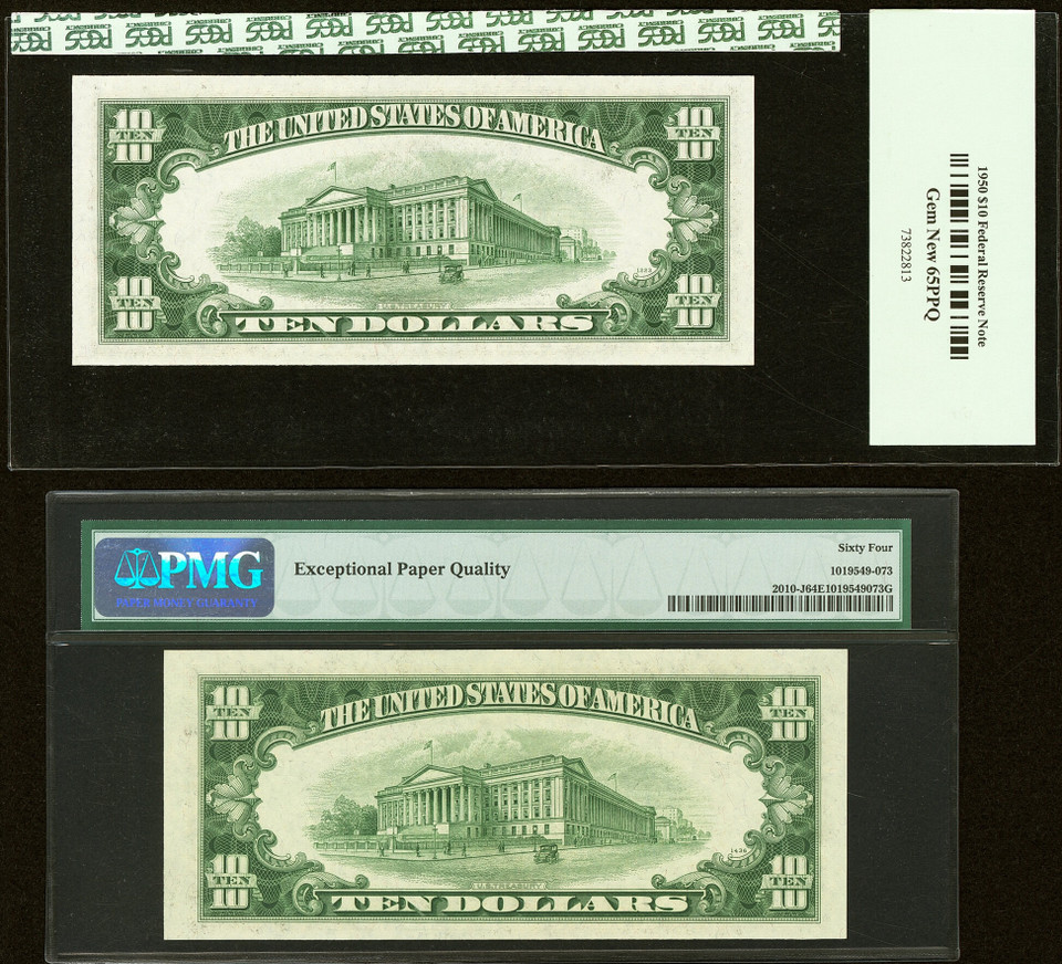 1950 $10 Federal Reserve Note Special Serial Number Set of 2 PCGS 65PPQ & PMG 64EPQ