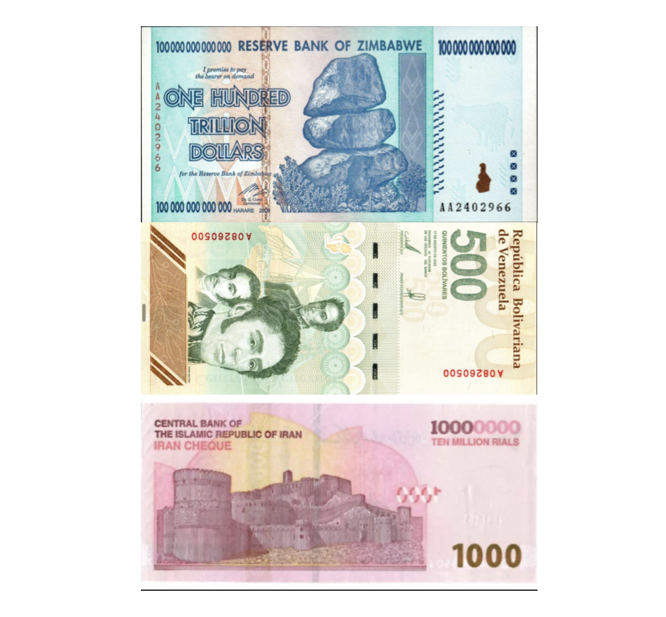 Labor Day High-Denomination 3-Note Currency Set – 2023 Venezuela 500 Bolívar Digital 500 Million Equivalent, 10 Million IRR Cheque & 2008 Zimbabwe 100 Trillion P-91 AA – Crisp UNC