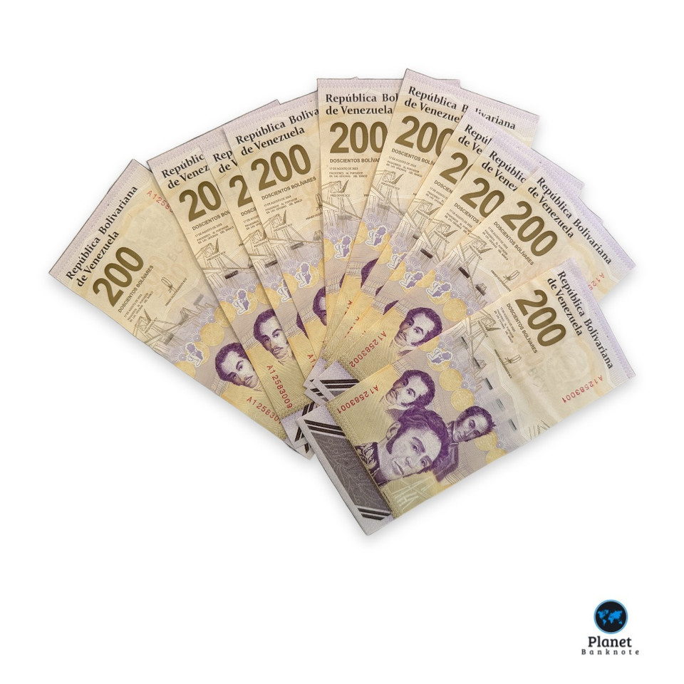 Venezuela 200 Digitale x 10 New 2023 New Crisp Unc. Banknotes 200 Million Bolivar, 10 Notes 2 Billion Bolivar Total