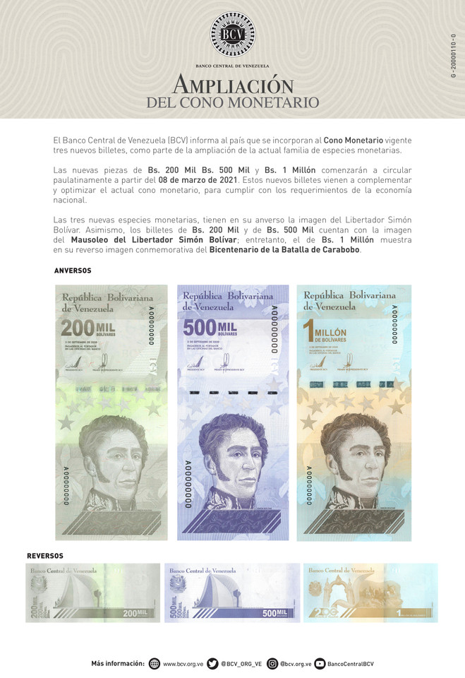 Venezuela $500,000 Bolivares Set of 10 New Unc 2020 Notes 10 Pcs