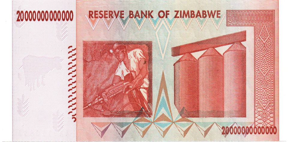Zimbabwe 20 Trillion Dollars x 5 Piece Set, 2008 AA New Unc, 100 T Series