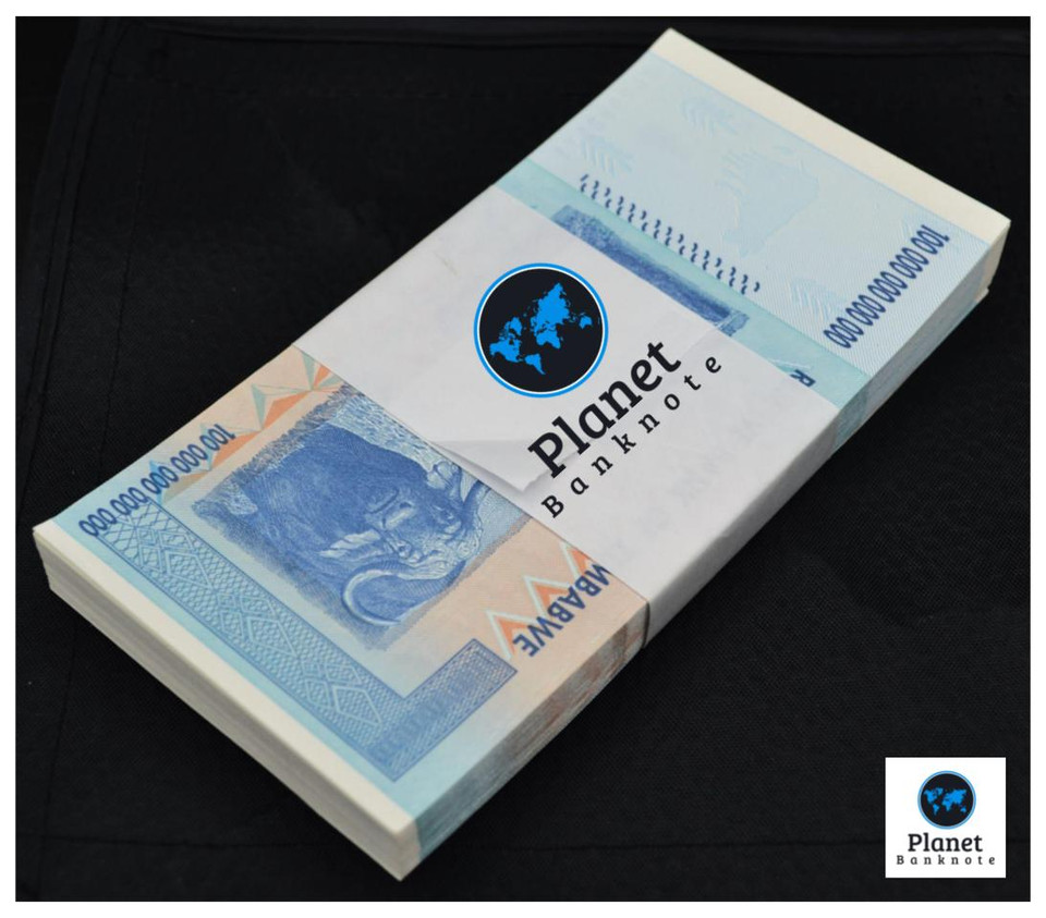 Zimbabwe 100 Trillion Dollars x 100 2008 AA P-91 New UNC Consecutive Bundle COA