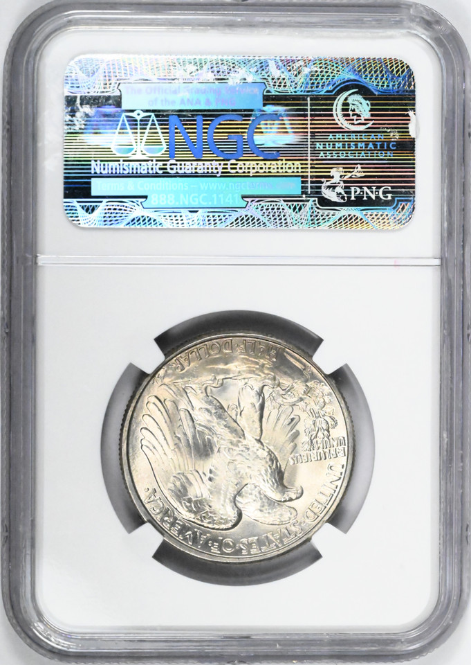 1946-D Walking Liberty Silver Half Dollar NGC MS67 Bronze Toned Semi-PL Reverse