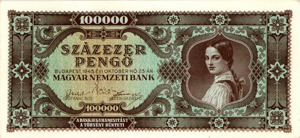 1945 Hungarian 100,000 pengő Banknote NEW CRISP UNC Hyperinflation