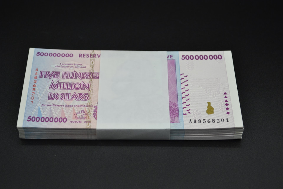 2008 Zimbabwe Agro-Cheque 500 Million Dollars Pack P#82 Crisp UNC 100 Consecutive Notes