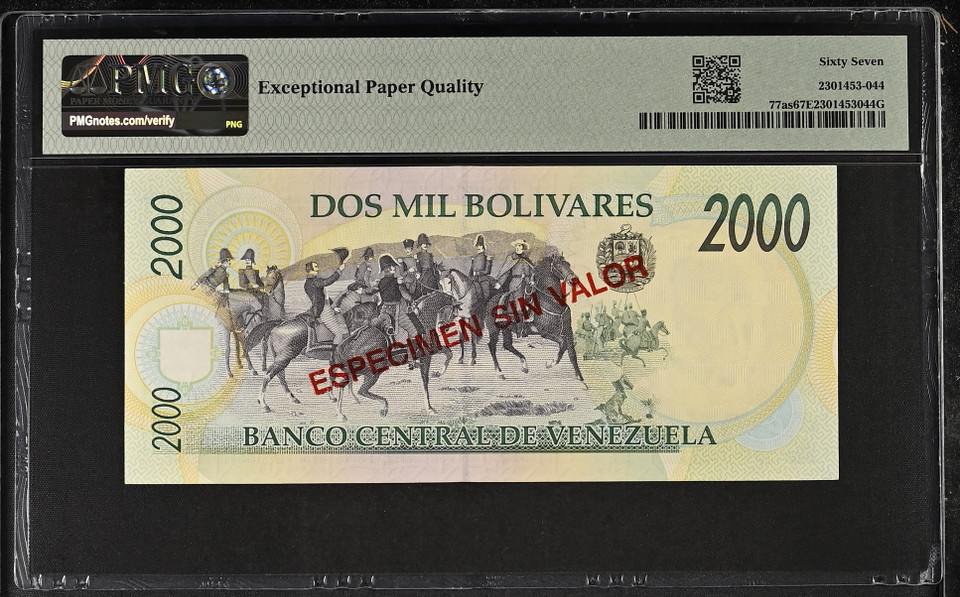 1997 Venezuela 2000 Bolivares P-77as PMG 67 Superb Gem UNC EPQ Very Rare Specimen