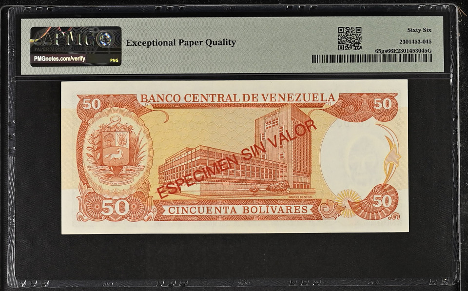 1998 Venezuela 50 Bolivares P-65gs PMG 66 EPQ TOP POP Specimen