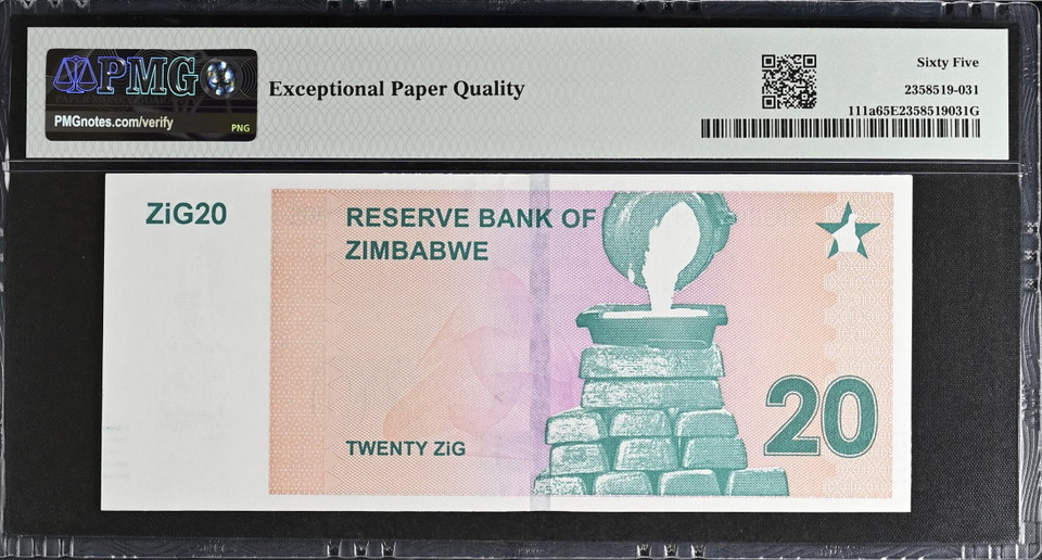 2024 Zimbabwe 10 ZiG P-110a PMG 67 & 2024 Zimbabwe 20 ZiG PMG 67 EPQ P-111a 2-Note Graded Set