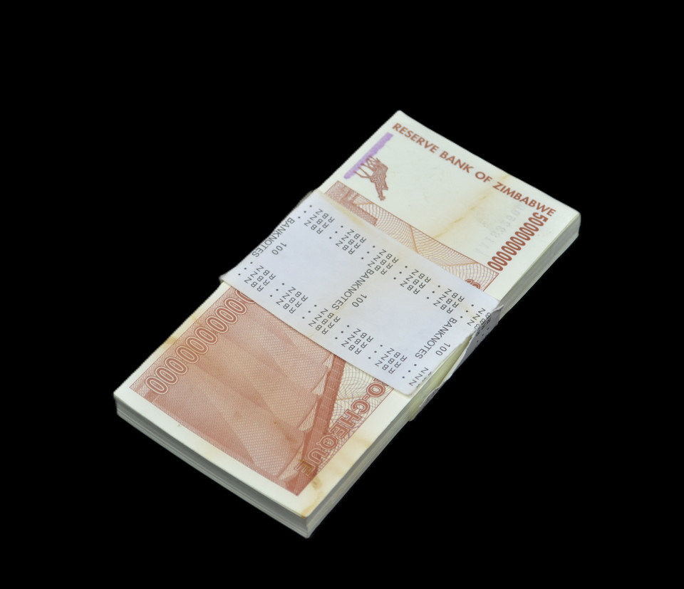 2008 Zimbabwe 50 Billion Dollar Agro Cheque P-63 GEM UNC Consecutive S/N Pack Minor Staining OG Bank Band