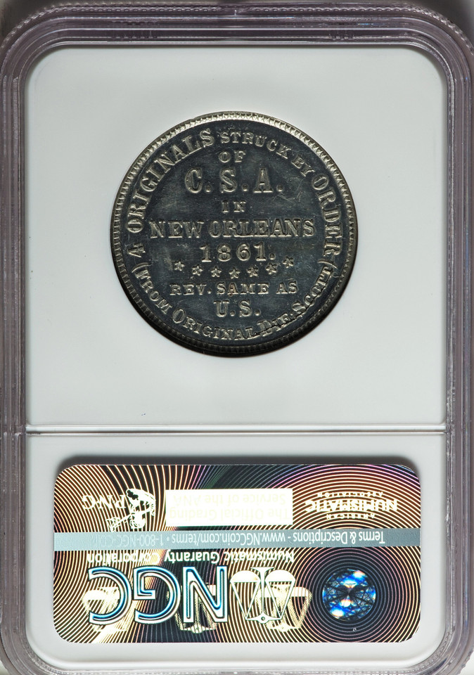 1861 50C Scott Token NGC MS63 DPL Breen-8003 CSA Confederate State Association