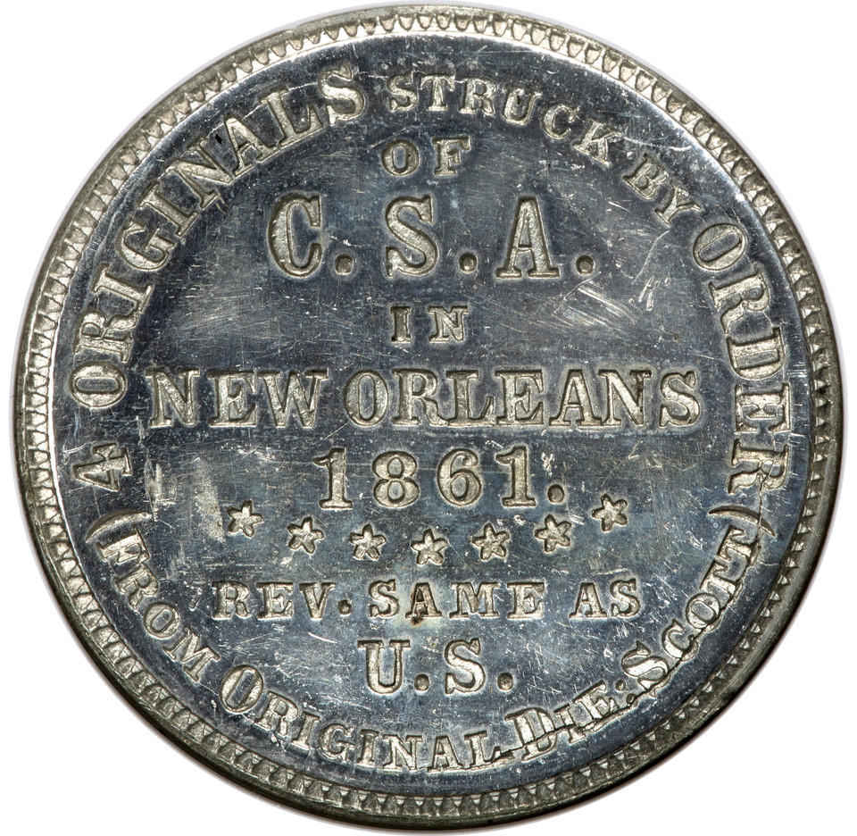 1861 50C Scott Token NGC MS63 DPL Breen-8003 CSA Confederate State Association
