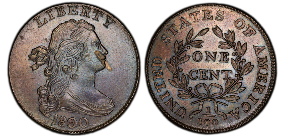 1800/79 Draped Bust Cent S-194 PCGS MS63BN Style Two Hair Overdate Die State III Rarity