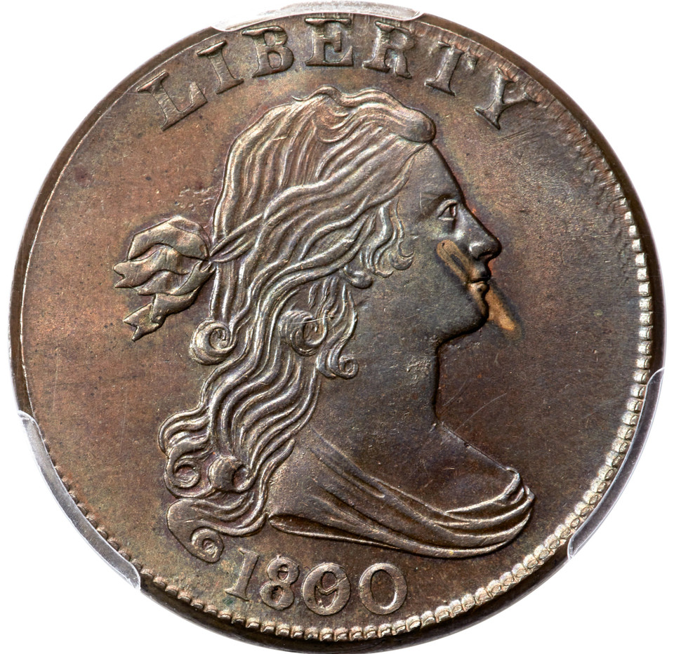 1800/79 Draped Bust Cent S-194 PCGS MS63BN Style Two Hair Overdate Die State III Rarity