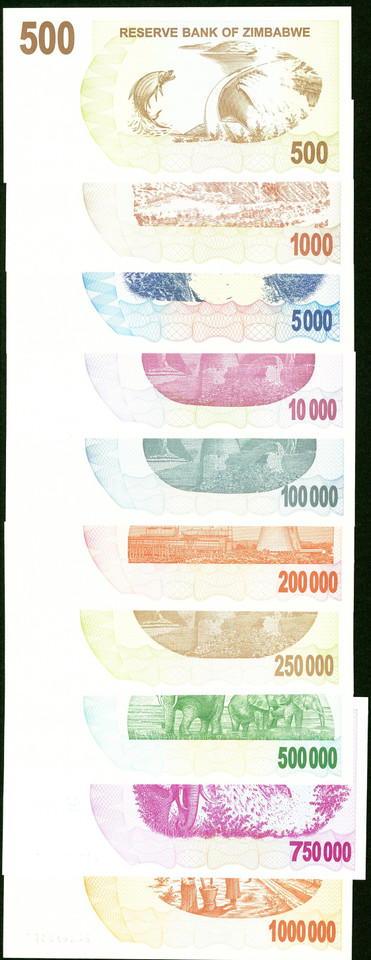 2008 Zimbabwe 1 Cent–100 Trillion Dollar Complete 79-Piece Set P-61–91, Agro & Bearer Cheques UNC