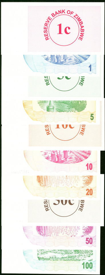 2008 Zimbabwe 1 Cent–100 Trillion Dollar Complete 79-Piece Set P-61–91, Agro & Bearer Cheques UNC