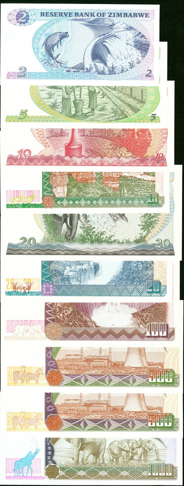 2008 Zimbabwe 1 Cent–100 Trillion Dollar Complete 79-Piece Set P-61–91, Agro & Bearer Cheques UNC