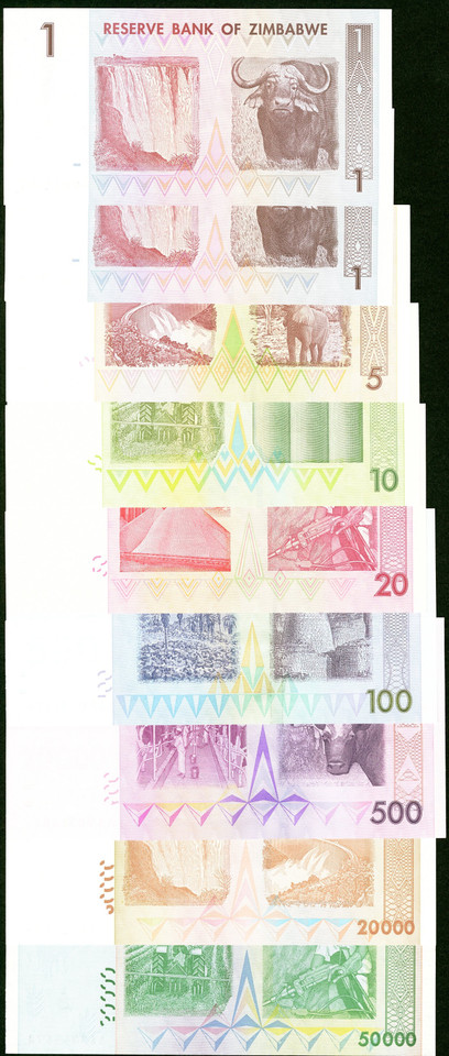 2008 Zimbabwe 1 Cent–100 Trillion Dollar Complete 79-Piece Set P-61–91, Agro & Bearer Cheques UNC