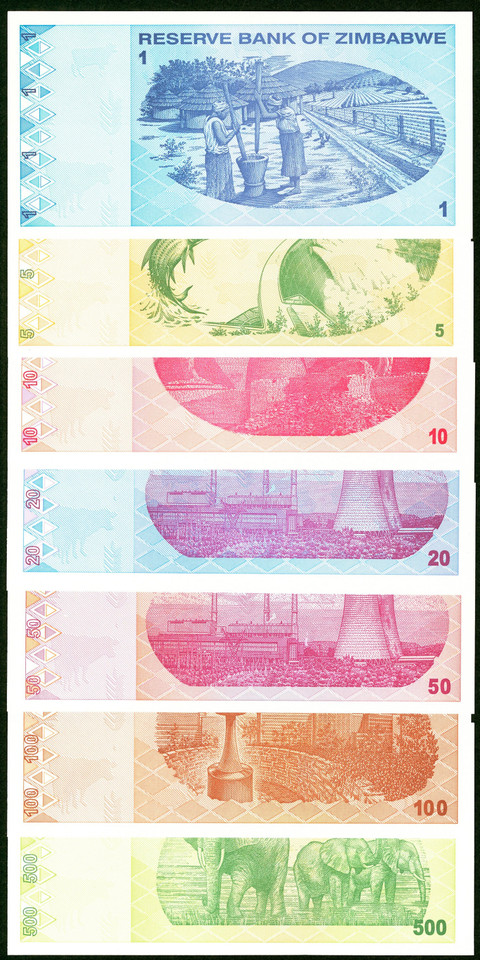 2008 Zimbabwe 1 Cent–100 Trillion Dollar Complete 79-Piece Set P-61–91, Agro & Bearer Cheques UNC