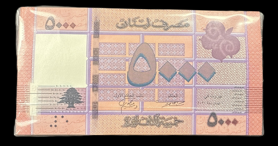 2016 100× Lebanon 5,000 Livres Banknotes UNC Crisp Pack ₤5,000 LBP Bundle