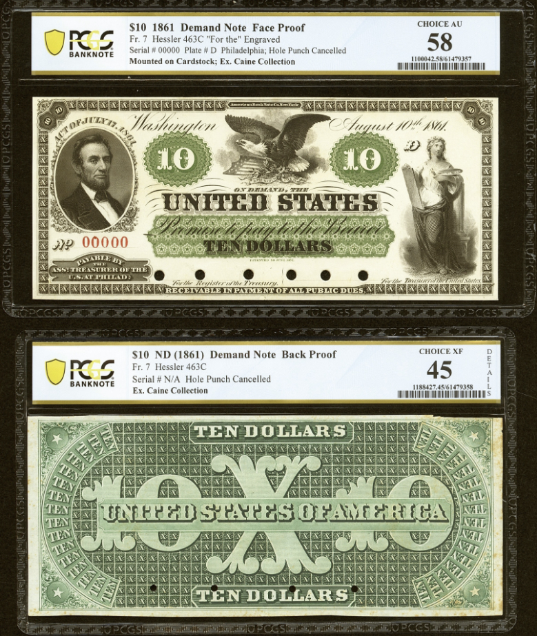 1861 $10 Demand Note Proofs