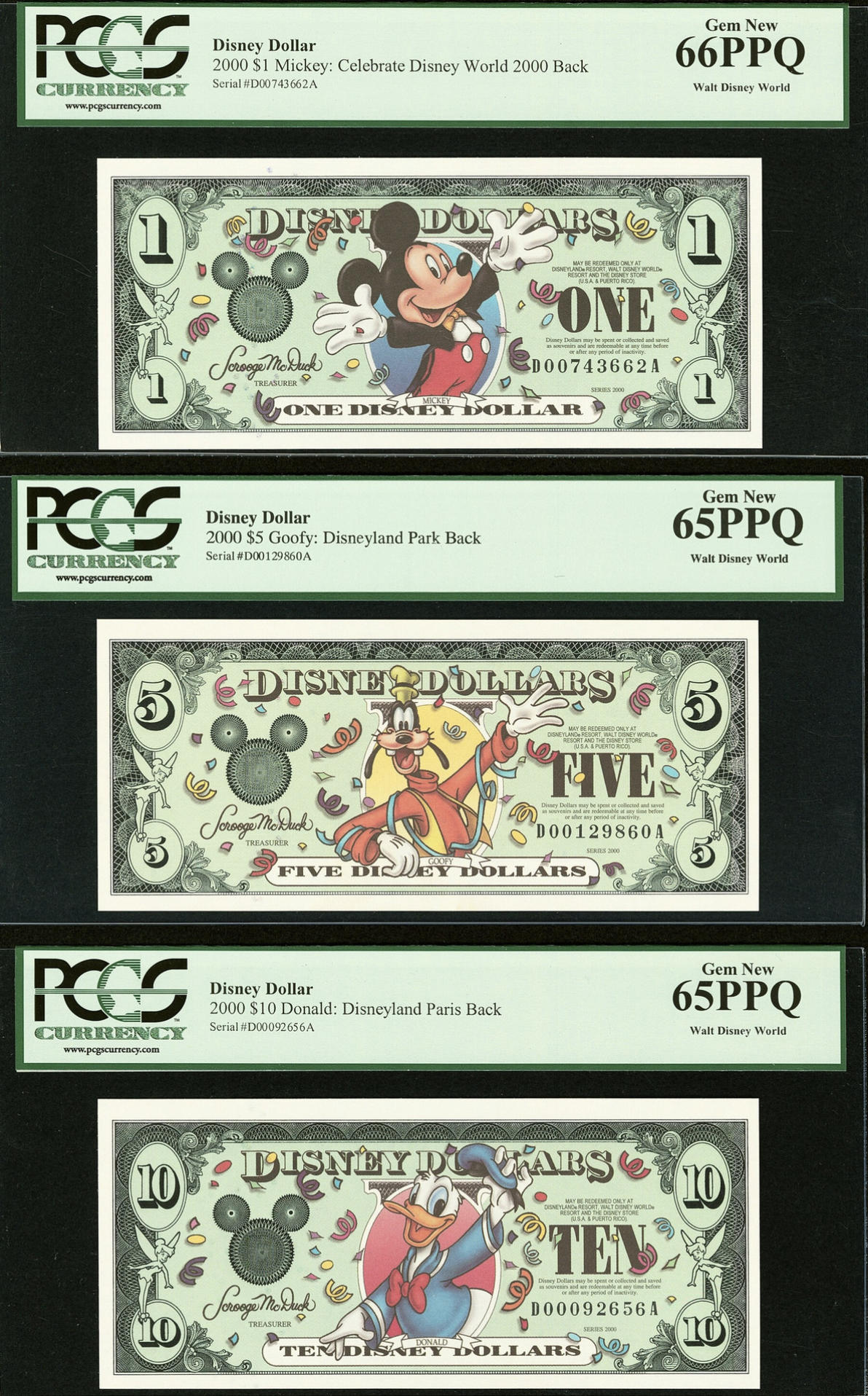 Graded Disney Dollars Set