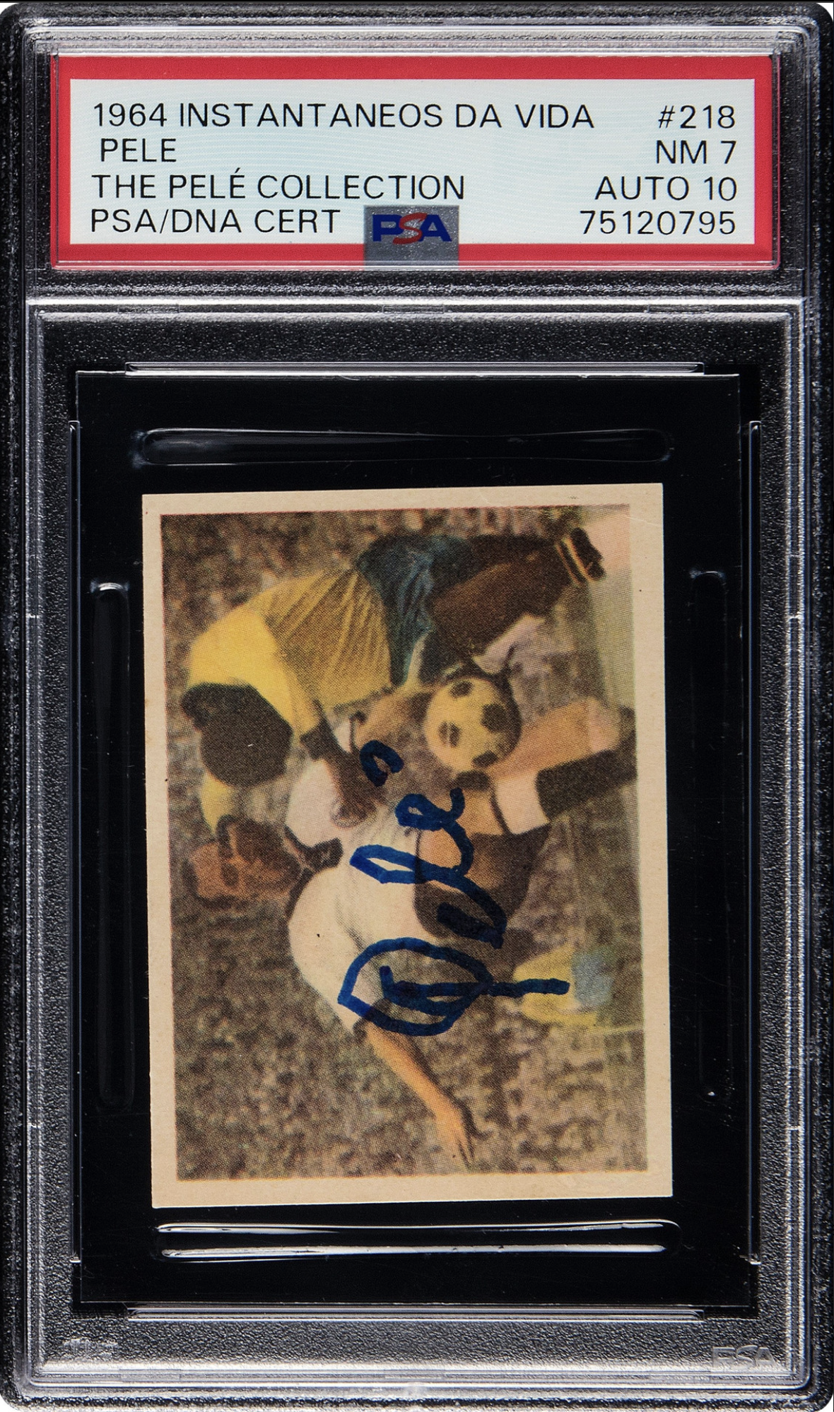 1964 Pelé Instantâneos Da Vida #218 Signed PSA EX-MT 7 DNA Auto 10 — 1 of 1