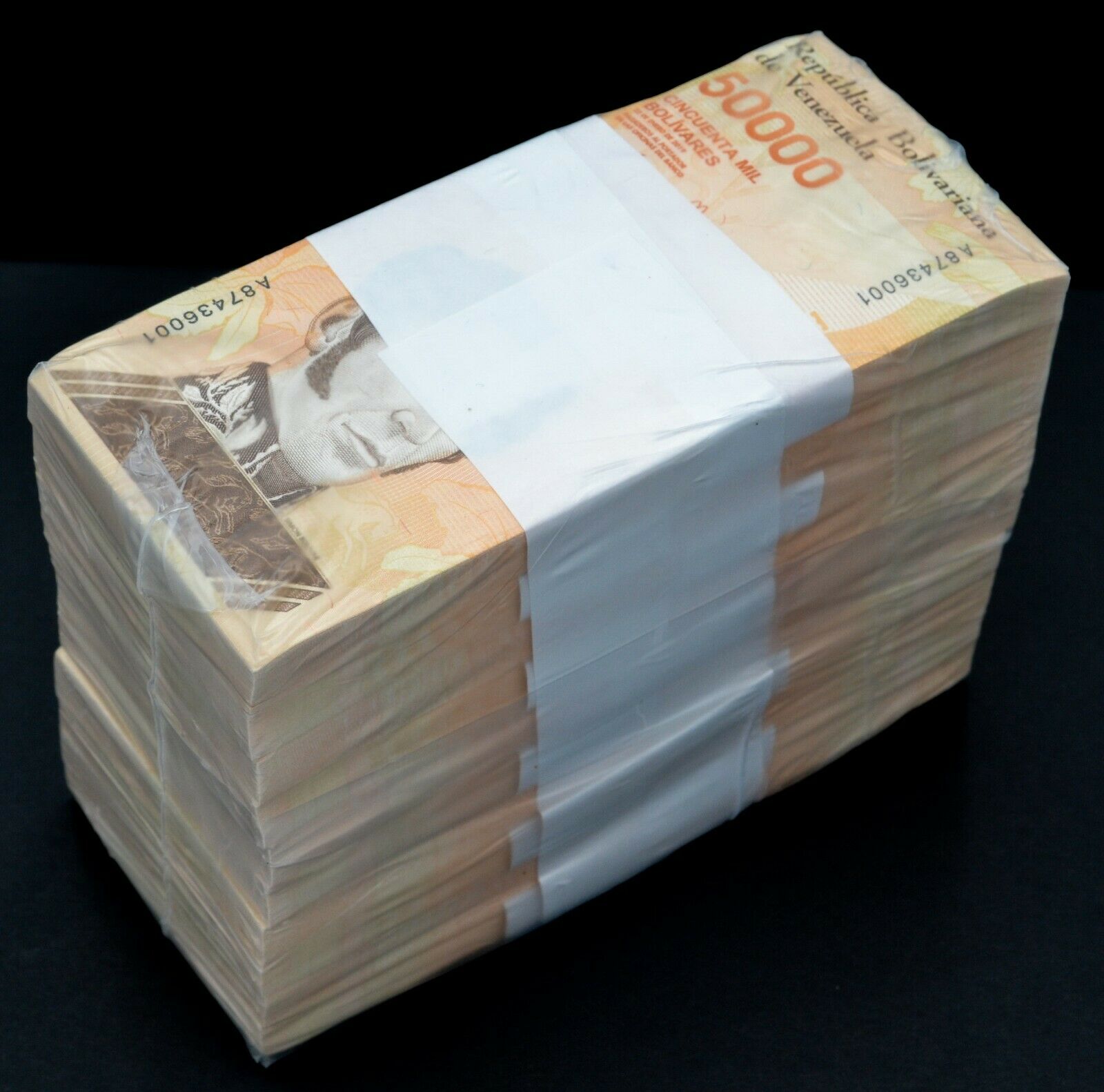 2019 Venezuela $50,000 Bolivares New UNC 1 Brick 1,000 Pcs Ultra Rare  Banknotes