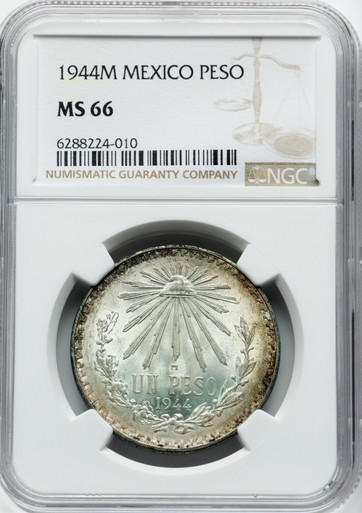 1944M Mexico Silver Peso NGC MS66 Radiant Liberty Cap High Grade Gem