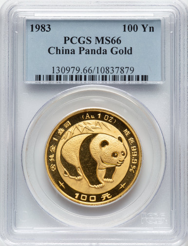 1983 China Gold 1 oz Panda 100 Yuan PCGS MS66 KM72 Early Issue Classic Design