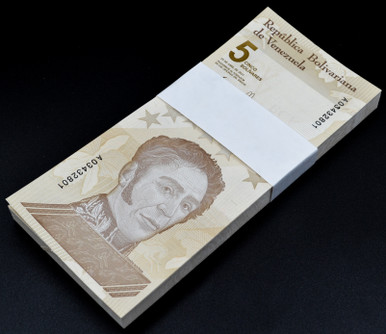 2021 Venezuela 5 Bolivar Digital (5 Million) 100-Note Pack New UNC Hyperinflation Lot