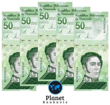 Venezuela 50 Bolivar Digitales x 5 Pcs, 2021, P-118, USED Banknotes 250 Million Bolivar Total
