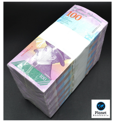 Venezuela 100 Bolivares Soberano 2018, P-106A, New Uncirculated Brick x 1000 Pcs