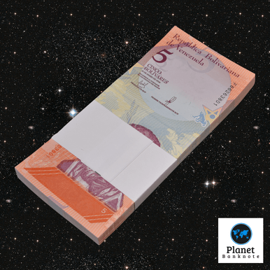 Venezuela 5 Bolivares Soberano 2018, P-102, New Crisp Uncirculated 1 Pack x 100 Notes Consecutive