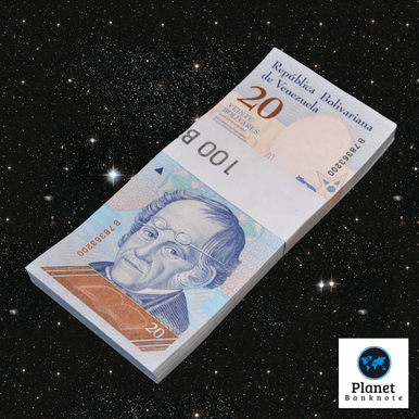 Venezuela 20 Bolivares Soberano, 2018, P-104, New Crisp Uncirculated 1 Pack x 100 Notes Consecutive