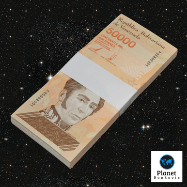 Venezuela 50,000 Bolivares Soberano 2019, New Crisp Uncirculated 1 Pack x 100 Notes Consecutive