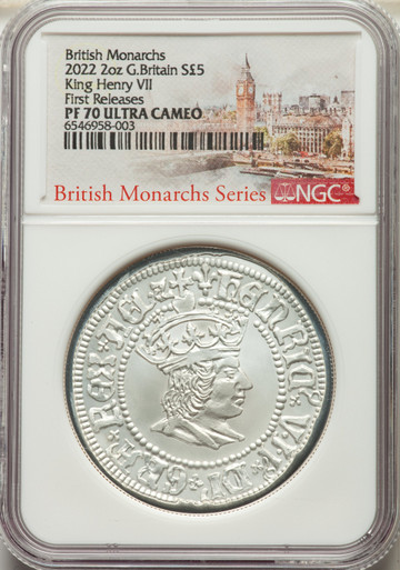 2022 2OZ Silver NGC PR70 Ultra Cameo, "King Henry VII", First Release 1/700