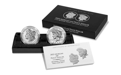 2023 Silver Morgan and Peace Dollar Set Reverse Proof Two Coin Set U.S. Mint