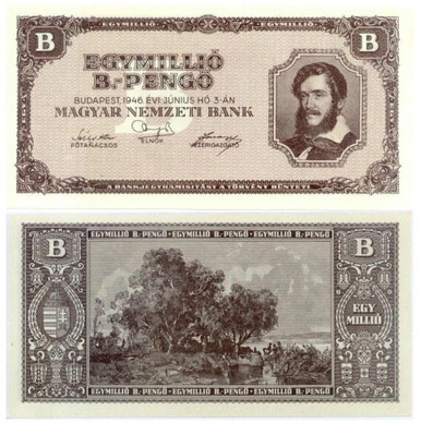 Hungary 1,000,000,000,000,000,000 Pengo 1946 P-134 UNC (1 Quintillion) B-Pengo 1946