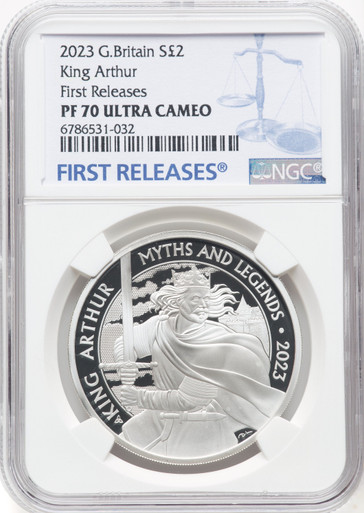 2023 Great Britain 1oz Silver 2 Pounds NGC PF70UC King Arthur FR Limited Edition